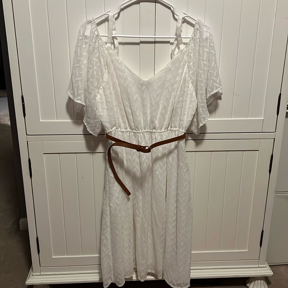 Torrid White Cold Shoulder Belted Dress